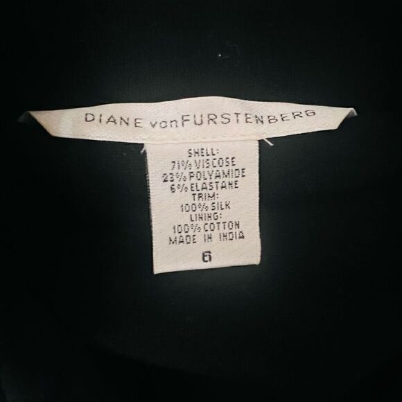 Diane Von Furstenberg Womens Black & White Silk Blend Button Front Coat Size 6 - Picture 8 of 9